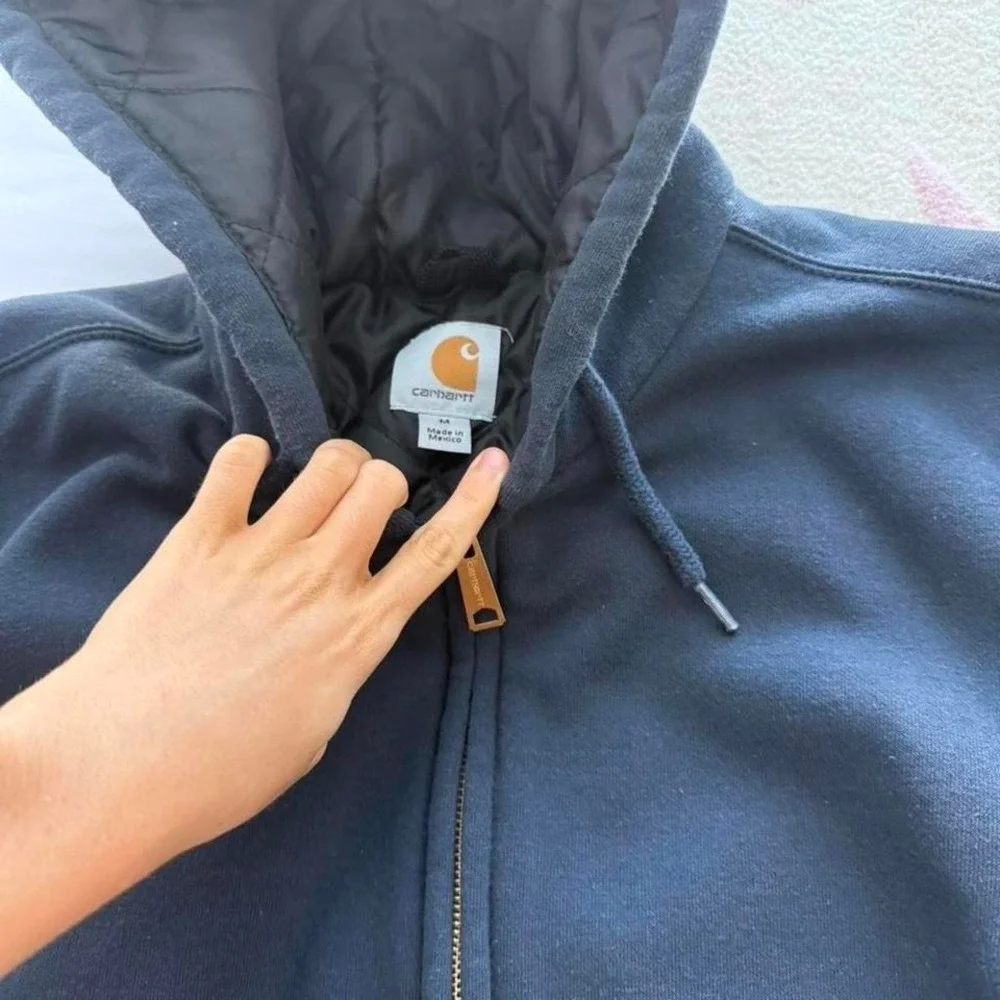 navy blue carhartt work jacket